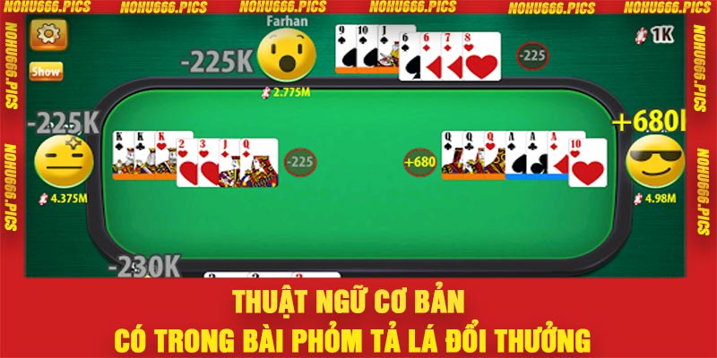Thuật ngữ cơ bản có trong bài Phỏm Tả Lá đổi thưởng